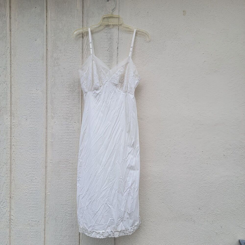 Vintage Van Raalte White Suavette Full Slip Lace Sz 34 #07207T All Nylon Pre-ow